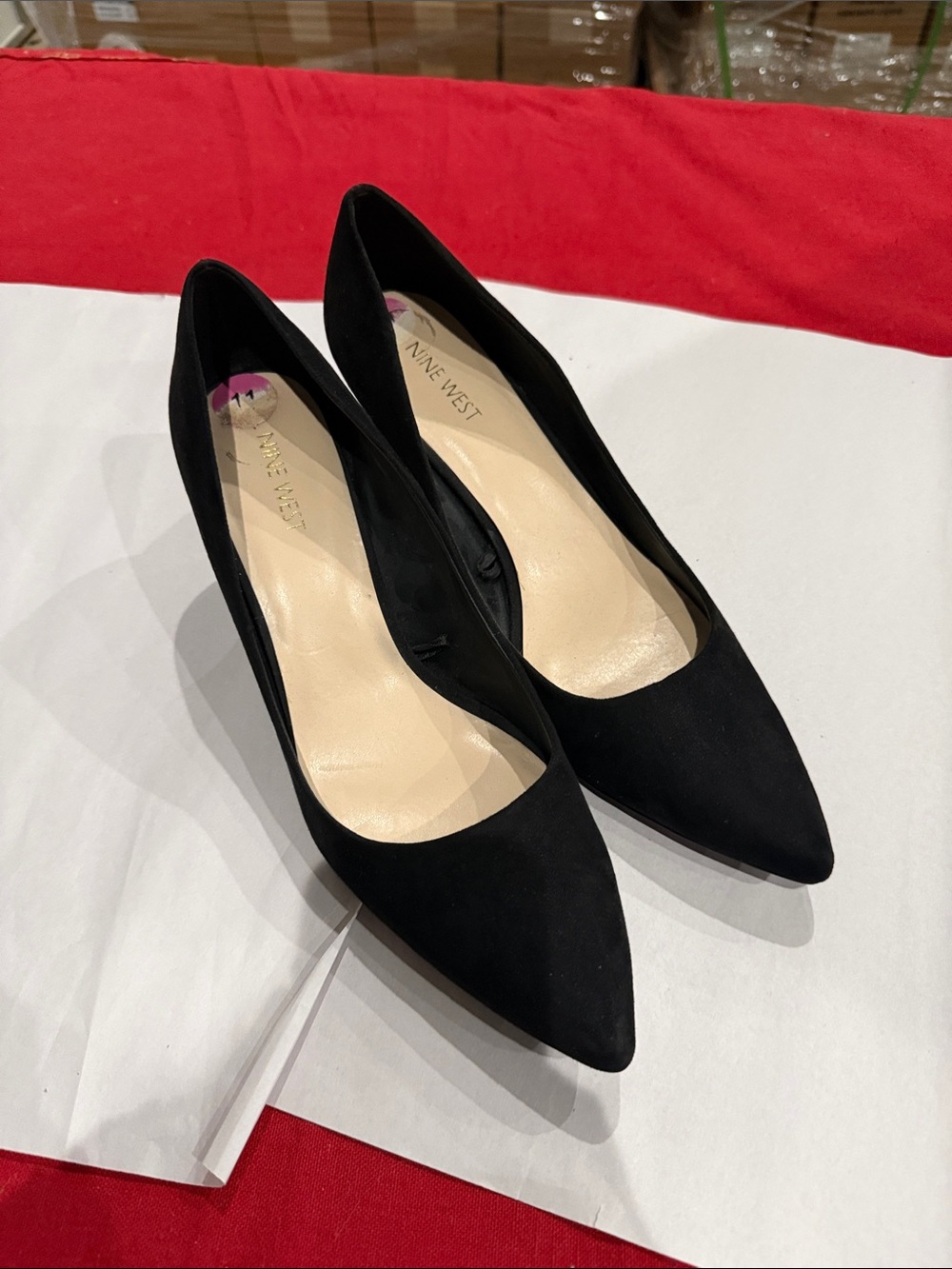 Nine West Black Pointed-Toe Suede Pumps